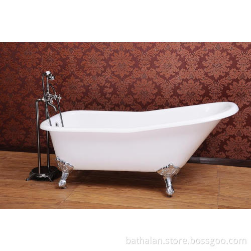 Single slipper cast iron bathtub